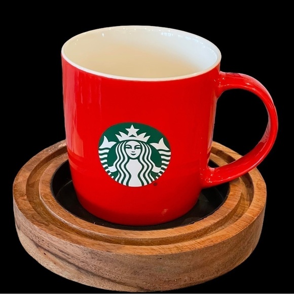 STARBUCKS 2021 Collectable Red 11 oz Ceramic Coffee Mug With Green Siren Logo - Picture 1 of 5